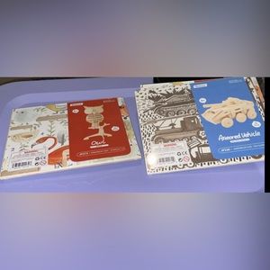 Owl & Armored Vehicle Robotime 3D Wooden Puzzles Lot of 2 Puzzles Paintable NEW